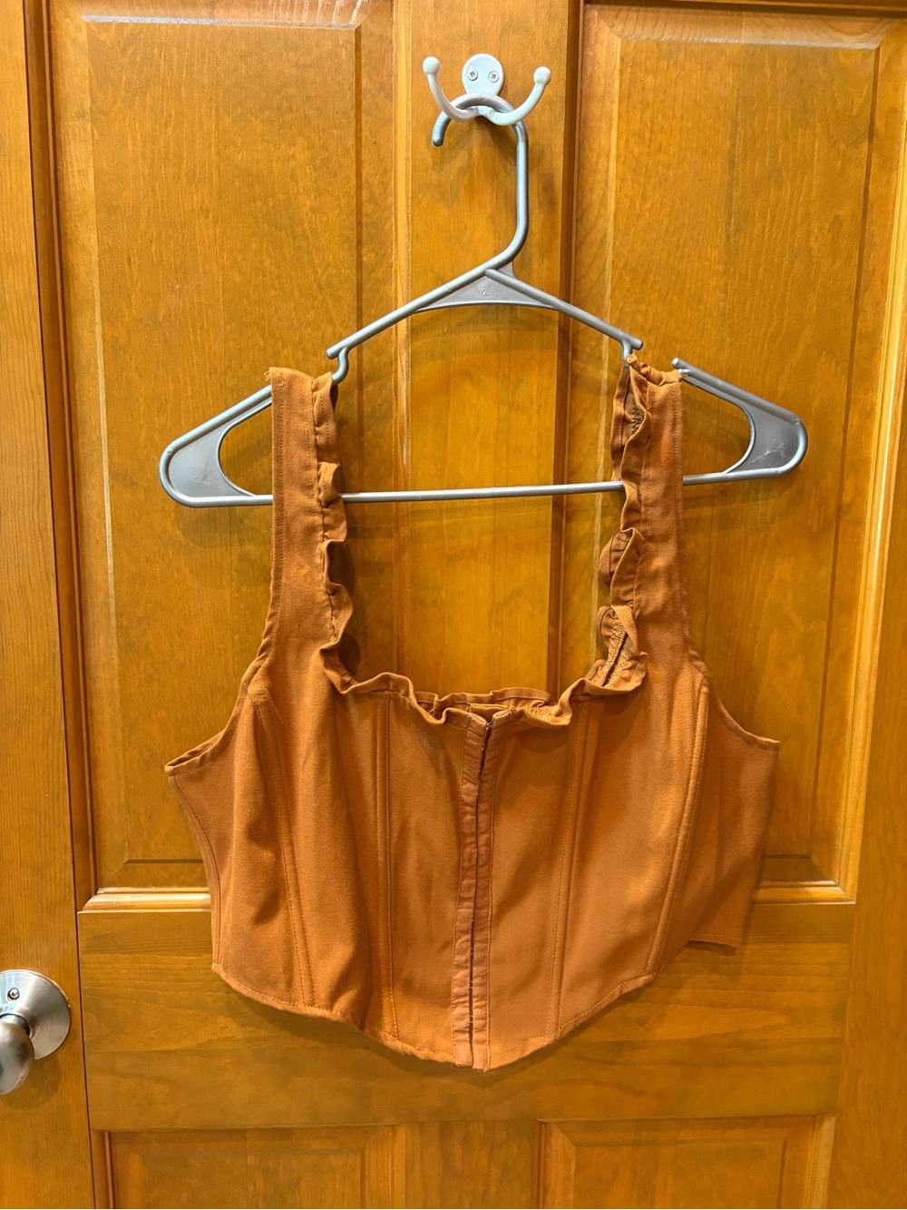 Forever 21 Mustard Yellow Corset Top Size Large Ruffle Straps